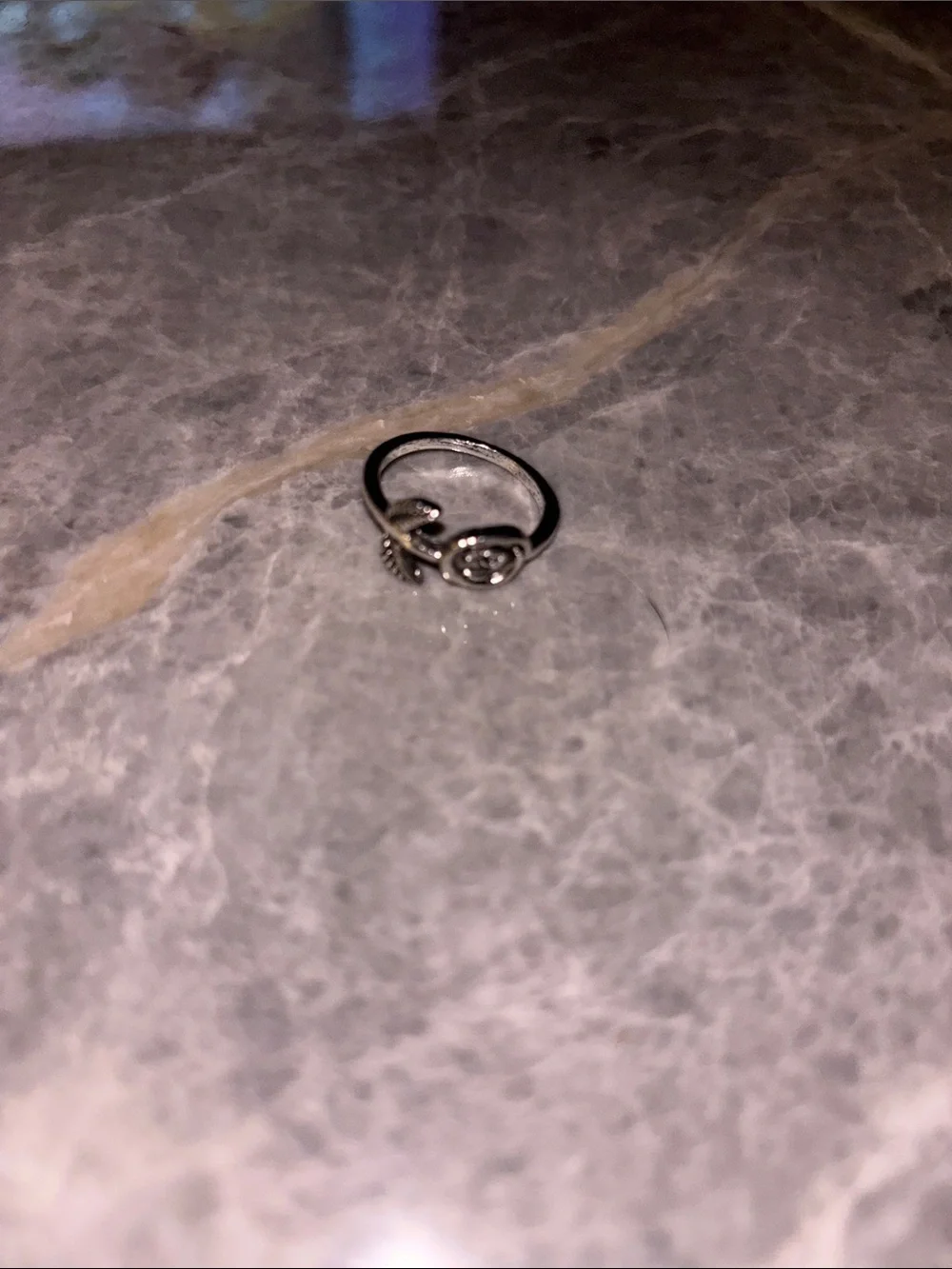 Sterling Silver Floral Accent Ring - Silver